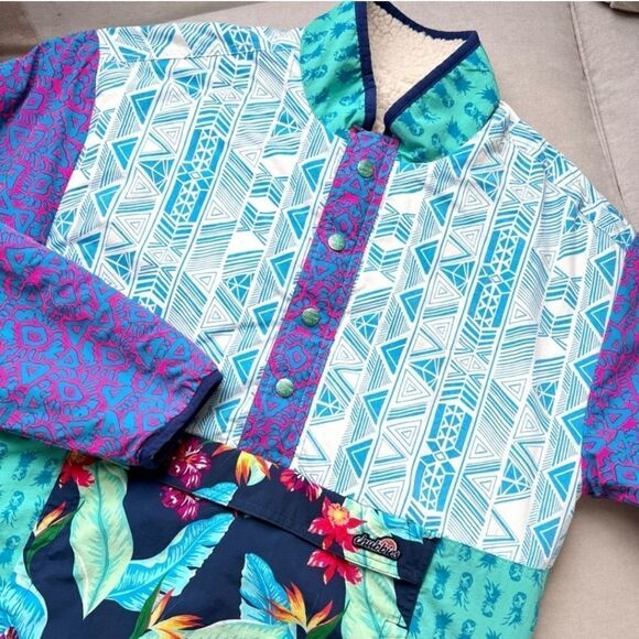 Chubbies Reversible “The Party in the Front” Pullover Multicolor Sherpa Jacket S - Picture 7 of 8